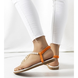 Sandales orange avec perles Tana argent 2