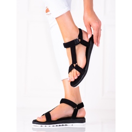 SHELOVET Sandales en daim avec velcro le noir 2