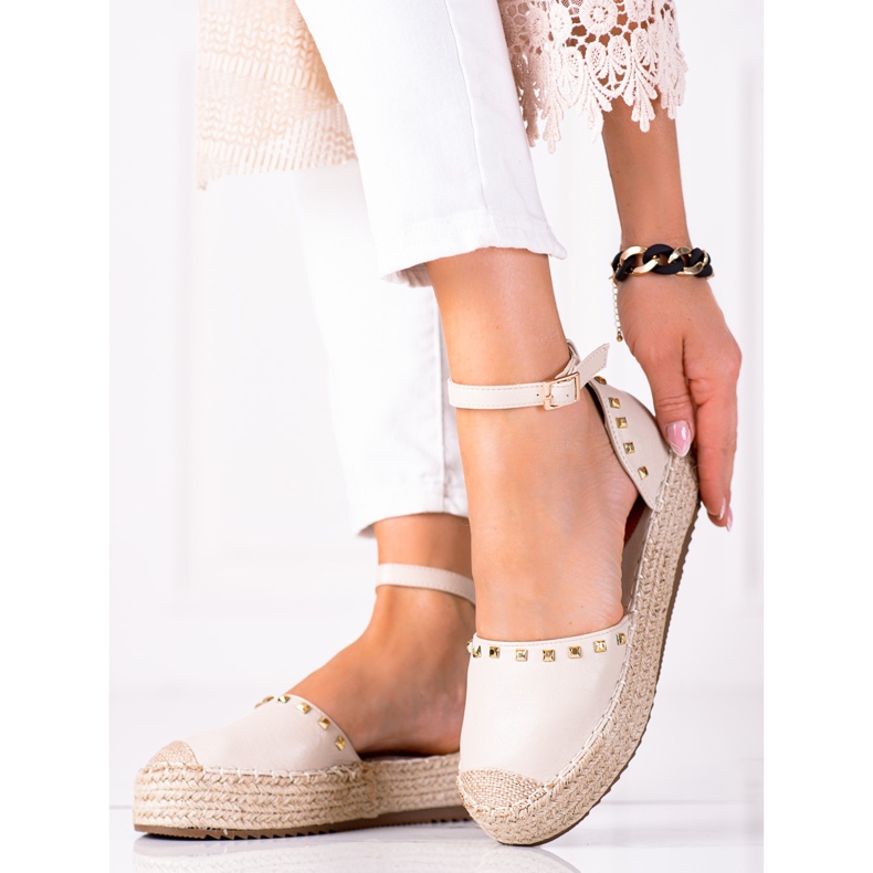 SHELOVET Espadrilles à clous beige 1