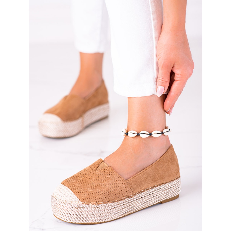 SHELOVET Espadrilles en daim brun 1
