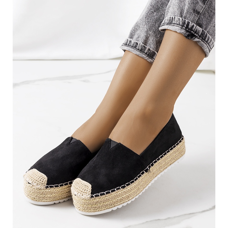 Espadrilles noires sur la plateforme Dione le noir 1
