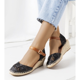 Espadrilles noires sur compensées Dafin 1