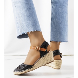 Espadrilles noires sur compensées Dafin le noir 2