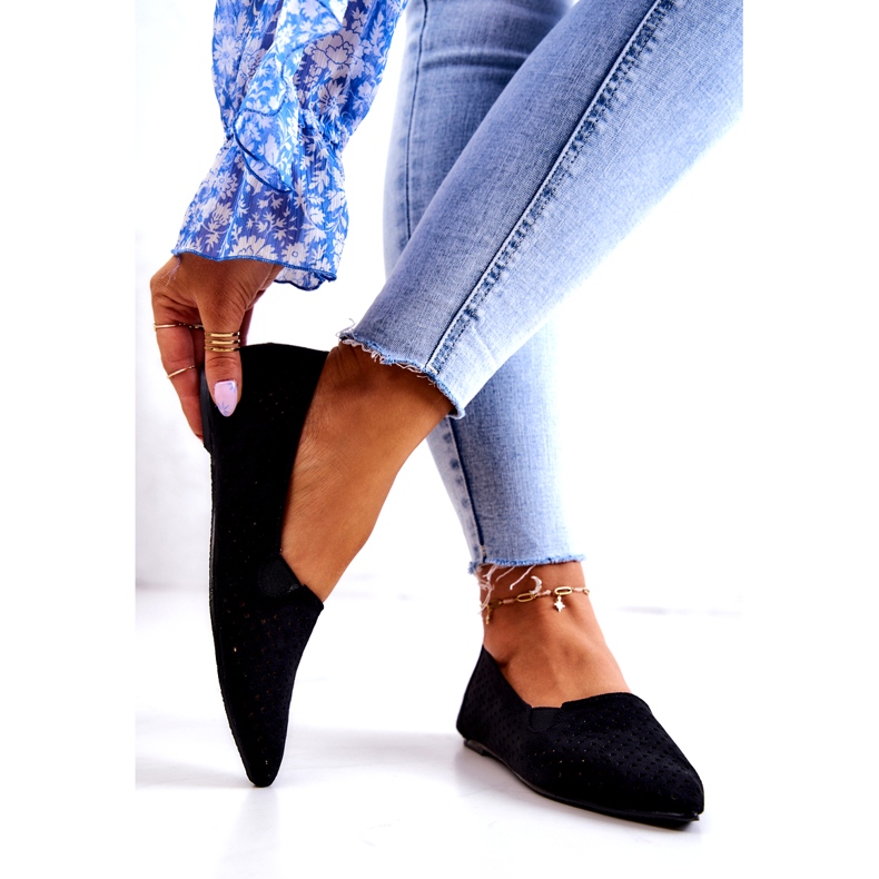 LU BOO Ballerines Femme Ajourées Slip-on Noir Rosario le noir 3