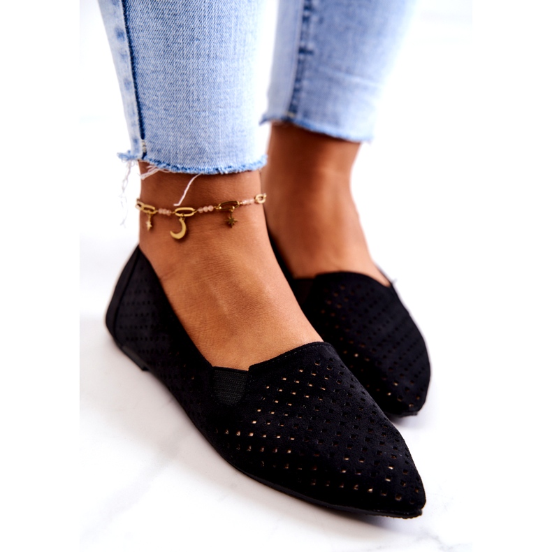 LU BOO Ballerines Femme Ajourées Slip-on Noir Rosario le noir 4
