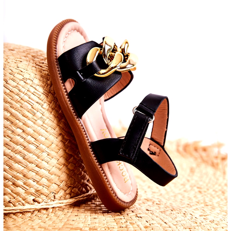 FR1 Sandales Enfant Avec Velcro Layra Noir le noir d'or 5