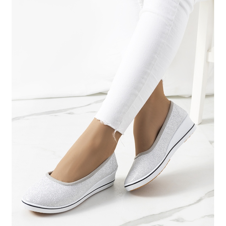 Baskets compensées argentées Friis 1