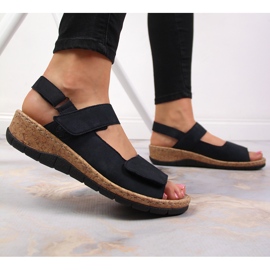 Sandales pour femmes en cuir sur le coin Rieker V7170-14 bleu marin 2