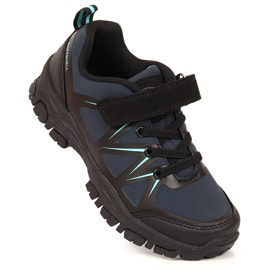 Chaussures de trekking pour enfants imperméables avec velcro bleu marine American Club le noir 1