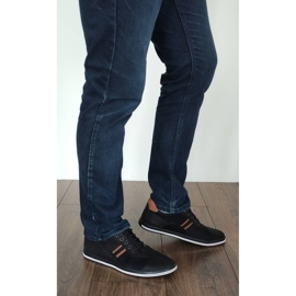 Polbut Chaussures homme casual 1801P nubuck noir / camel brun le noir 5