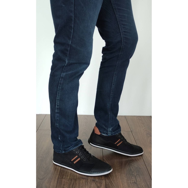 Polbut Chaussures homme casual 1801P nubuck noir / camel brun 5