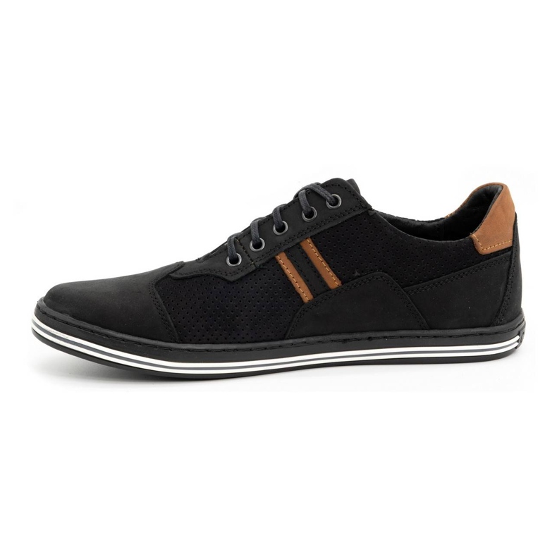 Polbut Chaussures homme casual 1801P nubuck noir / camel brun 1