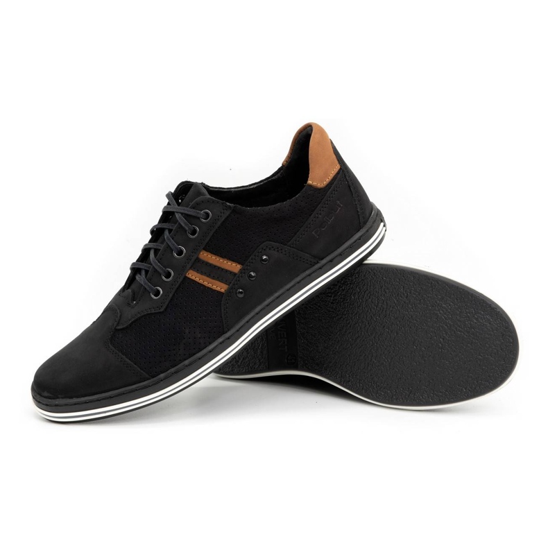 Polbut Chaussures homme casual 1801P nubuck noir / camel brun 2