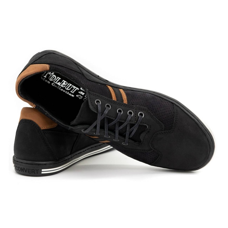 Polbut Chaussures homme casual 1801P nubuck noir / camel brun 3