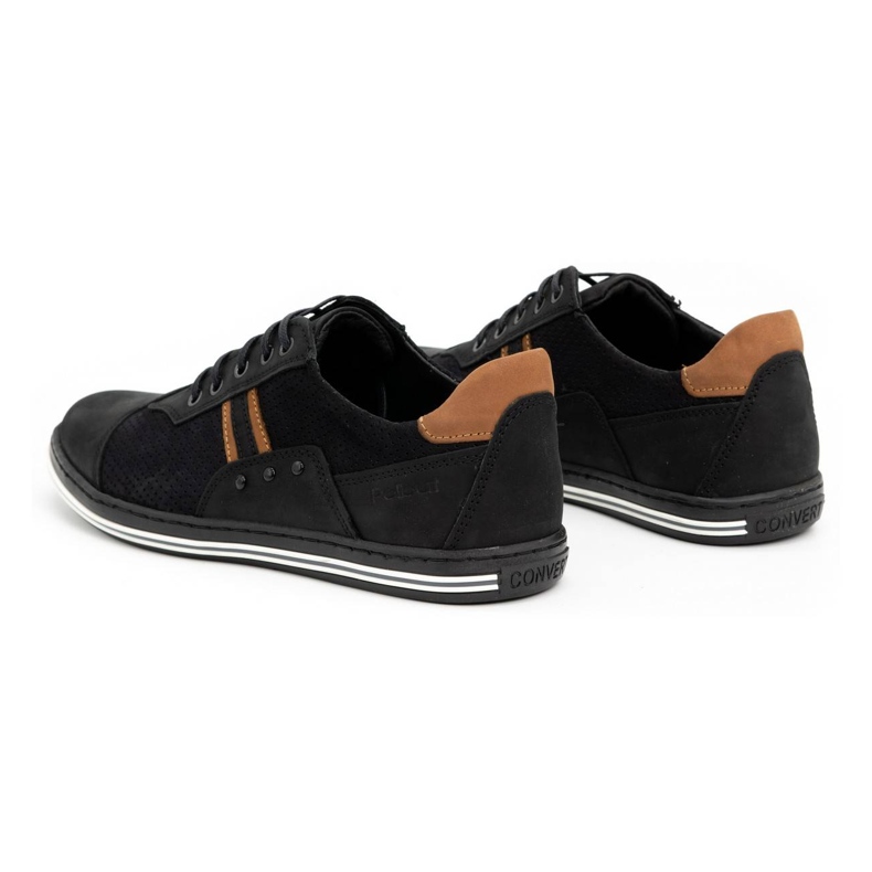 Polbut Chaussures homme casual 1801P nubuck noir / camel brun 4