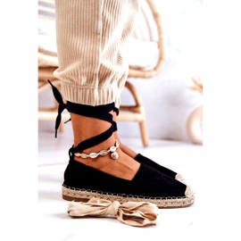 FB1 Ismanne Espadrilles en daim noir à nouer le noir 1