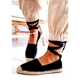 FB1 Ismanne Espadrilles en daim noir à nouer le noir 2