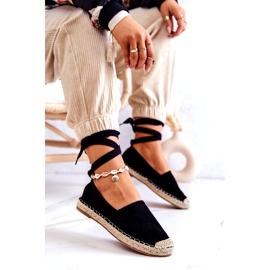 FB1 Ismanne Espadrilles en daim noir à nouer 4