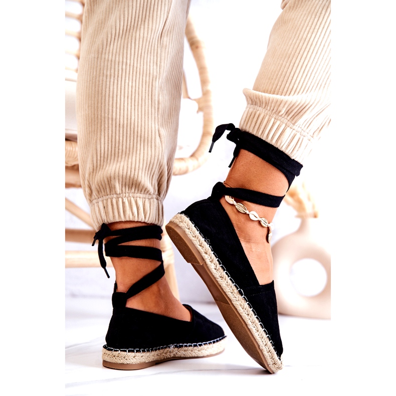 FB1 Ismanne Espadrilles en daim noir à nouer le noir 5