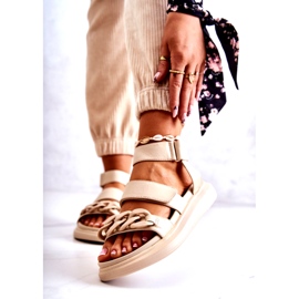 Sandales Cuir Avec Chaîne La.Fi Beige Alissia 1