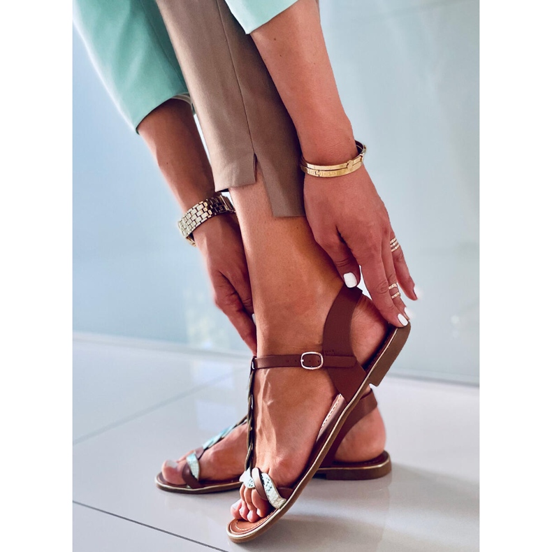 Sandales femme irisées Basma Camel brun 2