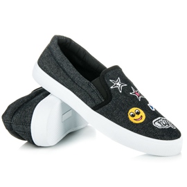 Balada Slipons en denim avec patchs le noir 4