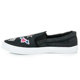 Balada Slipons en denim avec patchs le noir 3