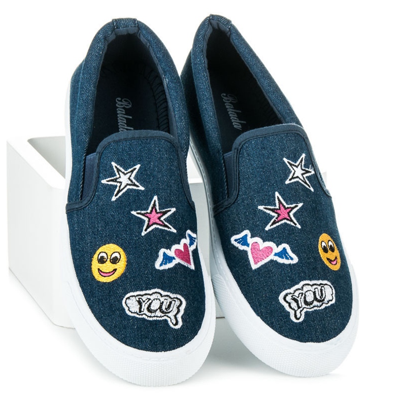 Balada Slipons en denim avec patchs bleu 1