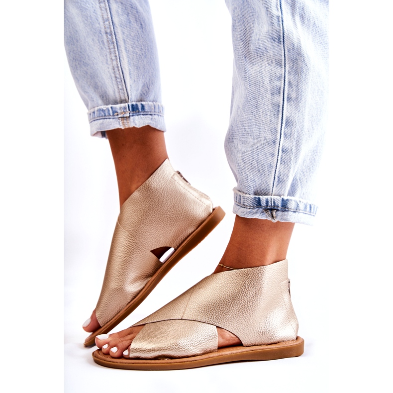 S.Barski Sandales Cuir Femme Doré Catalise d'or 4