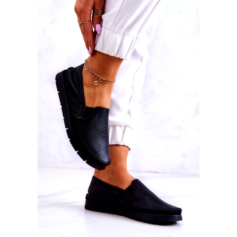 Chaussures à enfiler en cuir pour femmes Maciejka 03512-01 Noir le noir 3