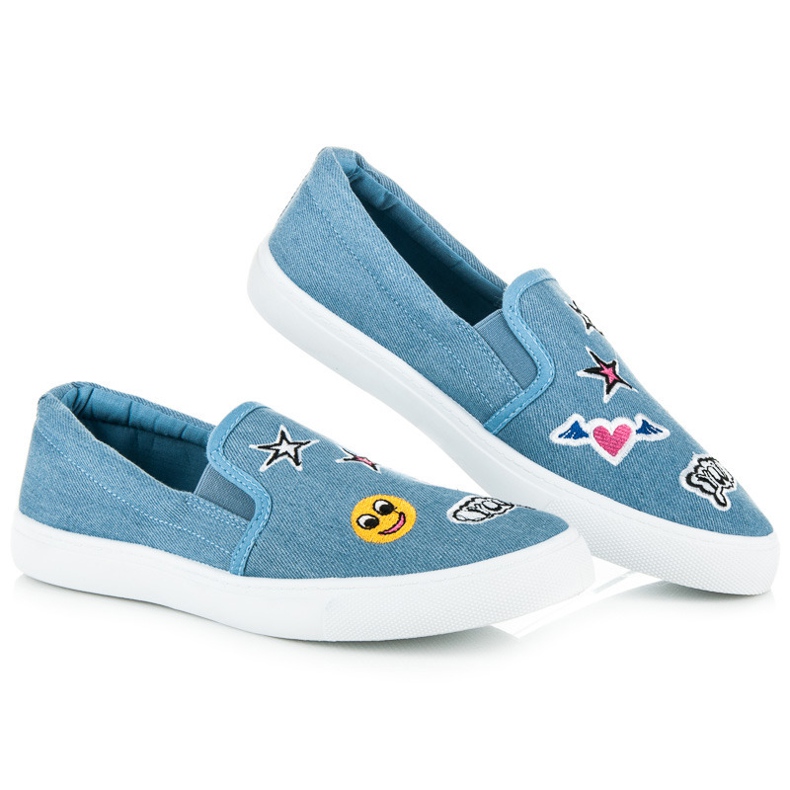 Balada Slipons en denim avec patchs bleu 1