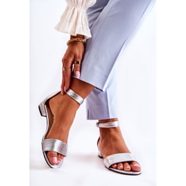 PA2 Sandales argentées Shanley en cuir pour femme 2