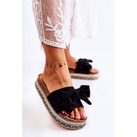 PG1 Chaussons Pour Femme Sur Une Plateforme Massive Avec Un Nœud Noir Macardi le noir 3
