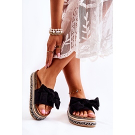 PG1 Chaussons Pour Femme Sur Une Plateforme Massive Avec Un Nœud Noir Macardi 2