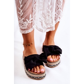 PG1 Chaussons Pour Femme Sur Une Plateforme Massive Avec Un Nœud Noir Macardi le noir 4
