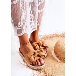 PG1 Chaussons Pour Femme Sur Une Plateforme Massive Avec Un Nœud Macardi Camel brun 4