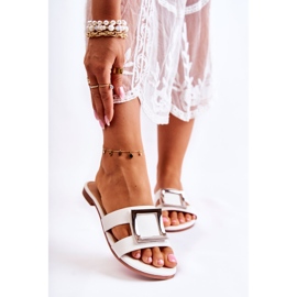 PG1 Chaussons Femme En Cuir Avec Décoration Roysa Blanche 1 PG1 Chaussons Femme En Cuir Avec Décoration Roysa Blanche 1