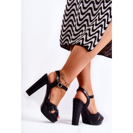 Sandales En Cuir Sur Une Barre Motif Serpent Noir Donna le noir 4