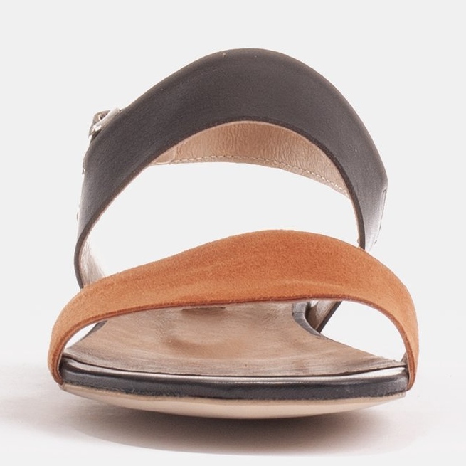 Marco Shoes Sandales plates en cuir véritable à talon métallisé brun 1