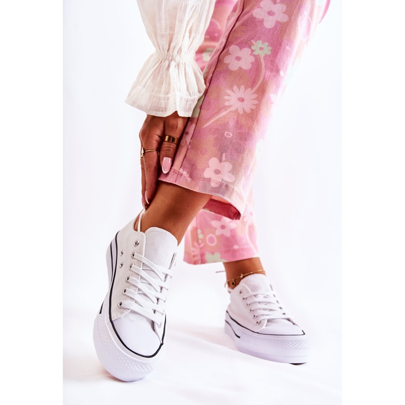 FS3 Baskets Classiques Pour Femmes Sur La Plateforme Blanc Conelle blanche 2