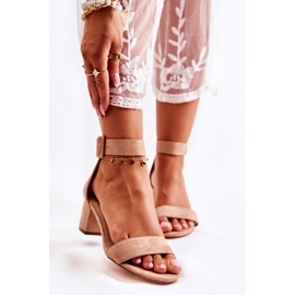 S.Barski Sandales à talons bas en daim beige Graciell brun 1