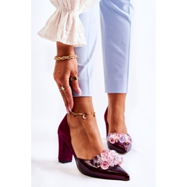 PA2 Escarpins en cuir à la mode avec ornements Louna marron rouge 1