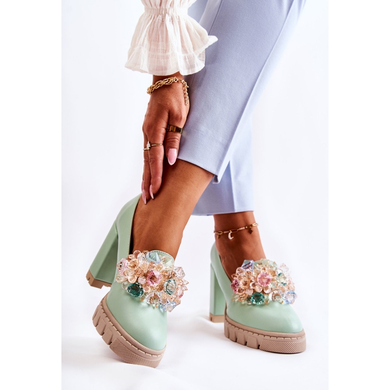 PA2 Escarpins élégants avec ornement Caterine vert lisse 2