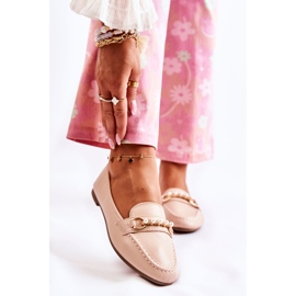 PG1 Mocassins Femme Avec Perles Décoratives Beige Sergia 1