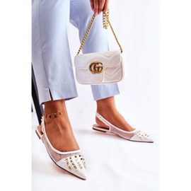 Ballerines à clous pour femmes Blanc Kinley blanche 4