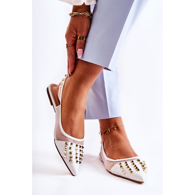 Ballerines à clous pour femmes Blanc Kinley 2