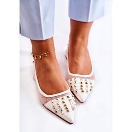 Ballerines à clous pour femmes Blanc Kinley blanche 3