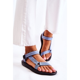 Sandales Classiques Femme Avec fermeture scratch Bleu Clair Kalla 4