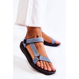 Sandales Classiques Femme Avec fermeture scratch Bleu Clair Kalla 1