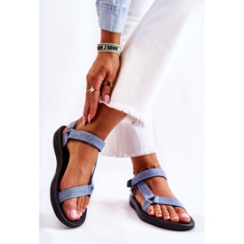 Sandales Classiques Femme Avec fermeture scratch Bleu Clair Kalla 2